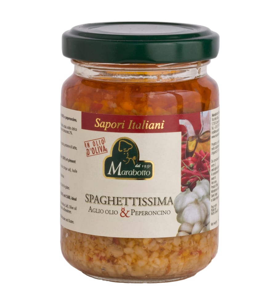 sugo aglio e peperoncino spaghettissima aglio olio e peperoncino sapori italiani marabotto